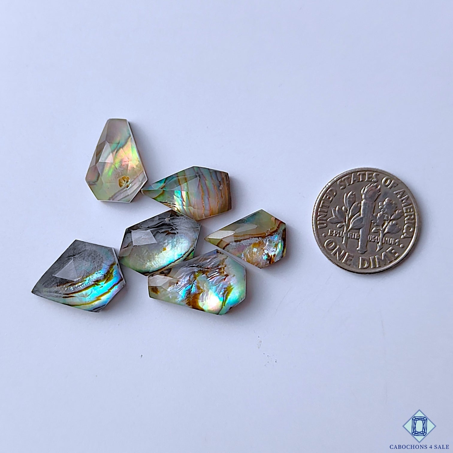 Abalone Shell Crystal Quartz Doublets