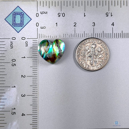 Abalone Shell +  Crystal Quartz Heart Carvings