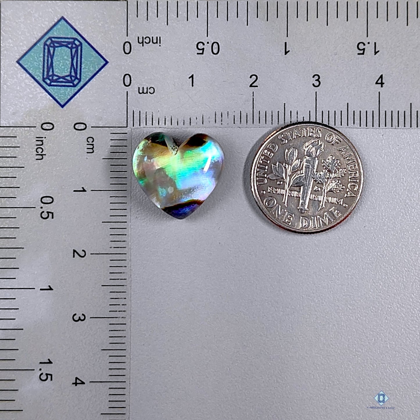 Abalone Shell +  Crystal Quartz Doublet Heart Carvings