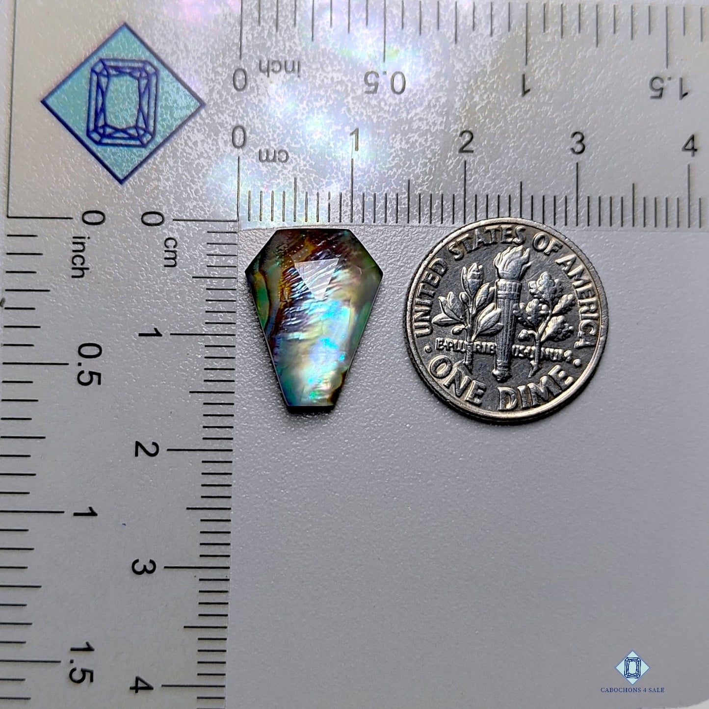 Abalone Shell+ Crystal Quartz Doublet Coffin Doublets