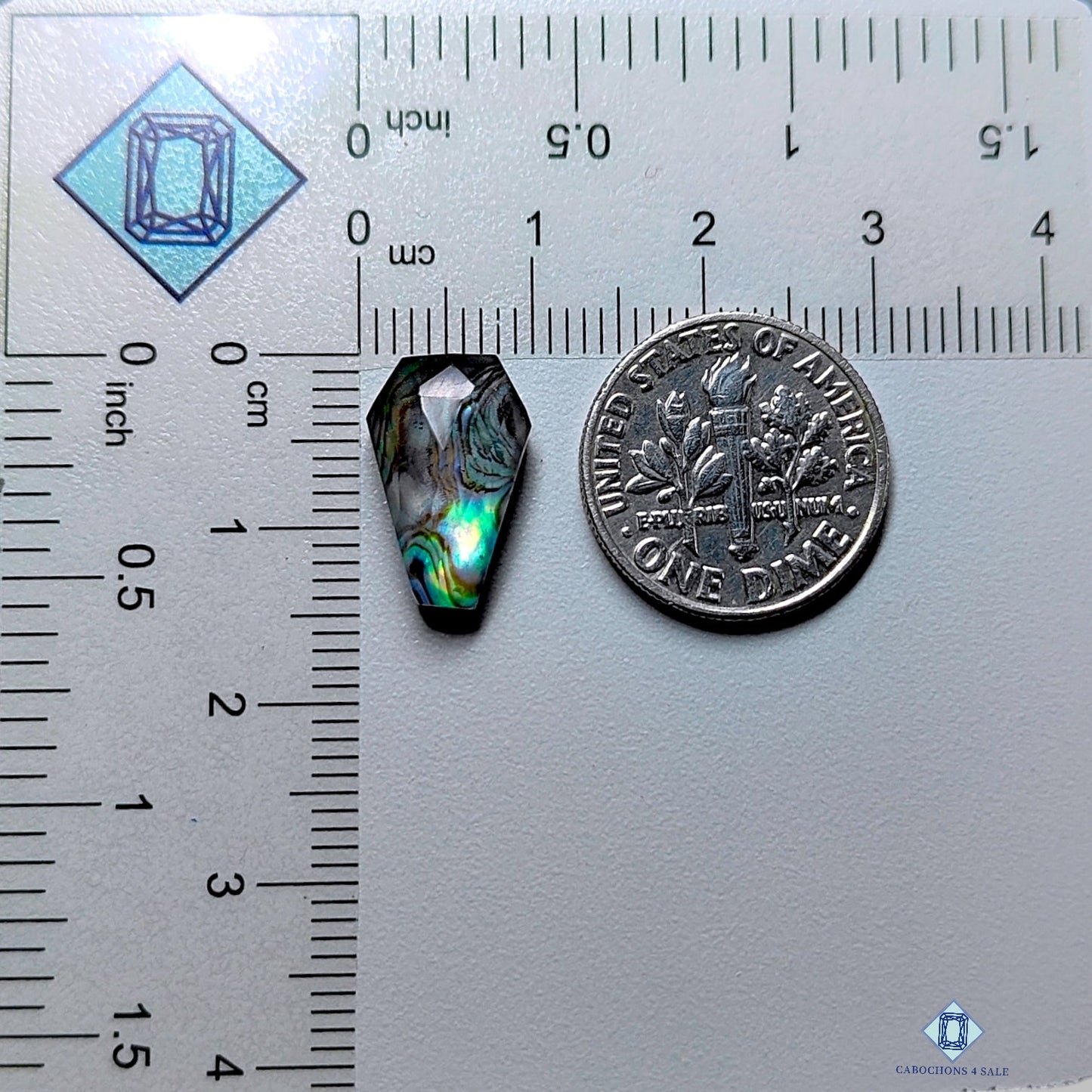 Abalone Shell+ Crystal Quartz Doublet Coffin Doublets