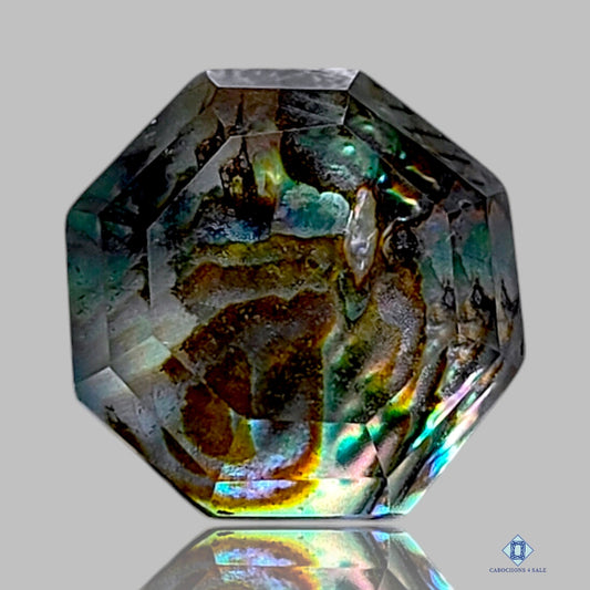 Abalone Shell+ Crystal Quartz Doublet Octagon Doublets