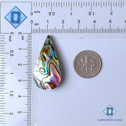 Natural Abalone shell Gemstone Pear Cabochons 34*17*7mm from New Zealand  available for sale