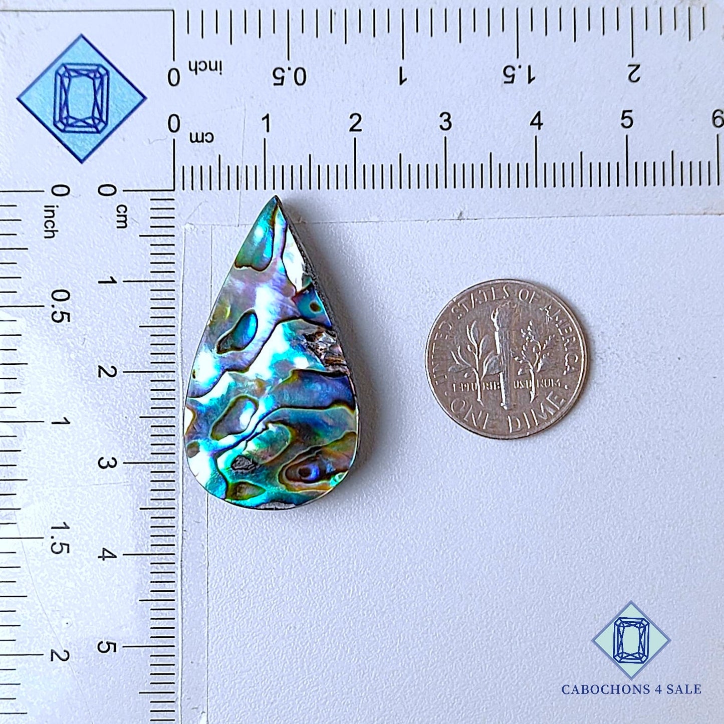 Natural Abalone shell Gemstone Pear Cabochons 35*19*6mm from New Zealand  available for sale