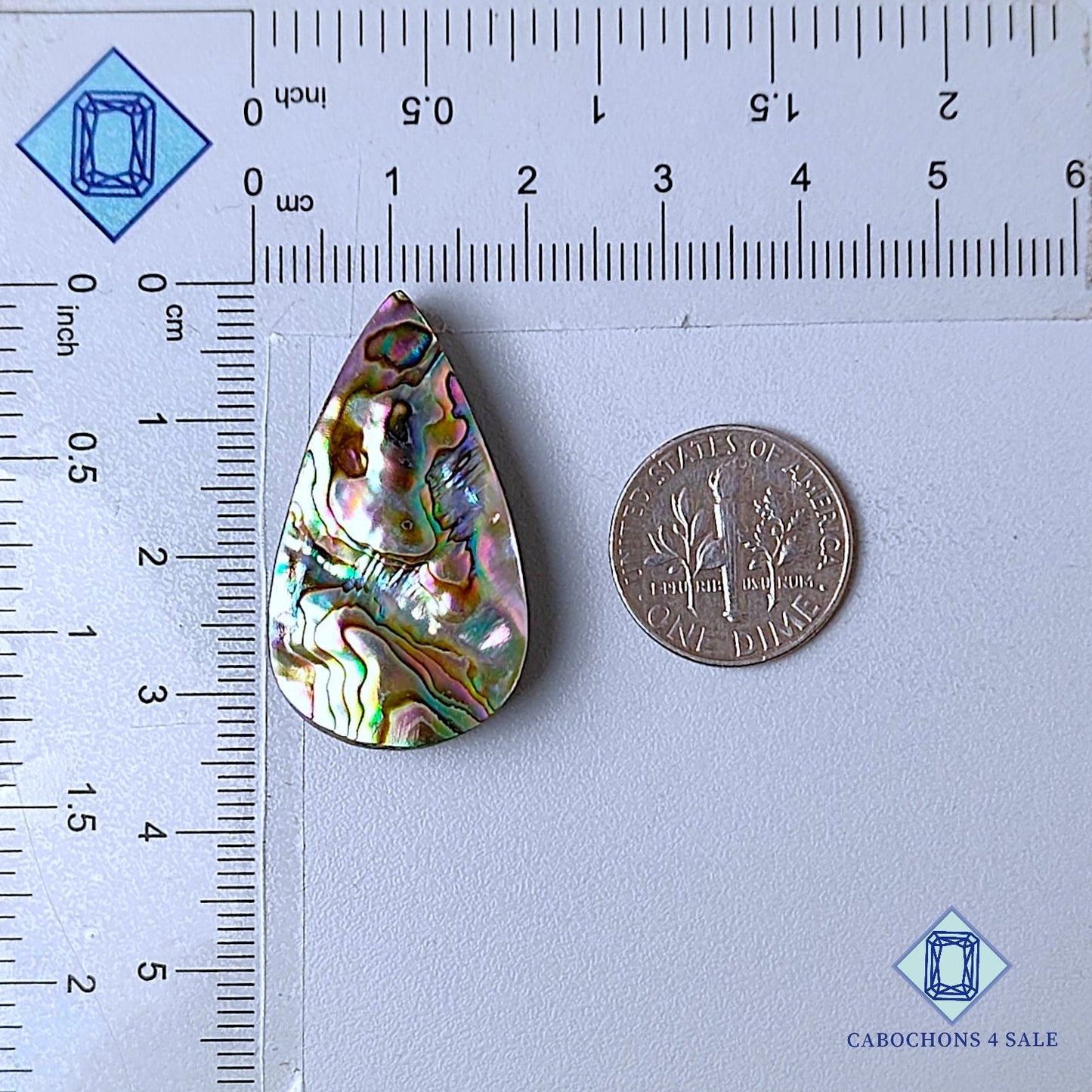 Natural Abalone shell Gemstone Pear Cabochons 32*18*6mm from New Zealand  available for sale