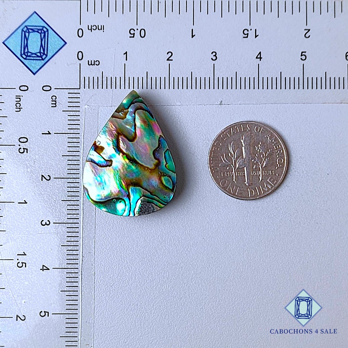 Natural Abalone shell Gemstone Pear Cabochons 27*20*6mm from New Zealand  available for sale