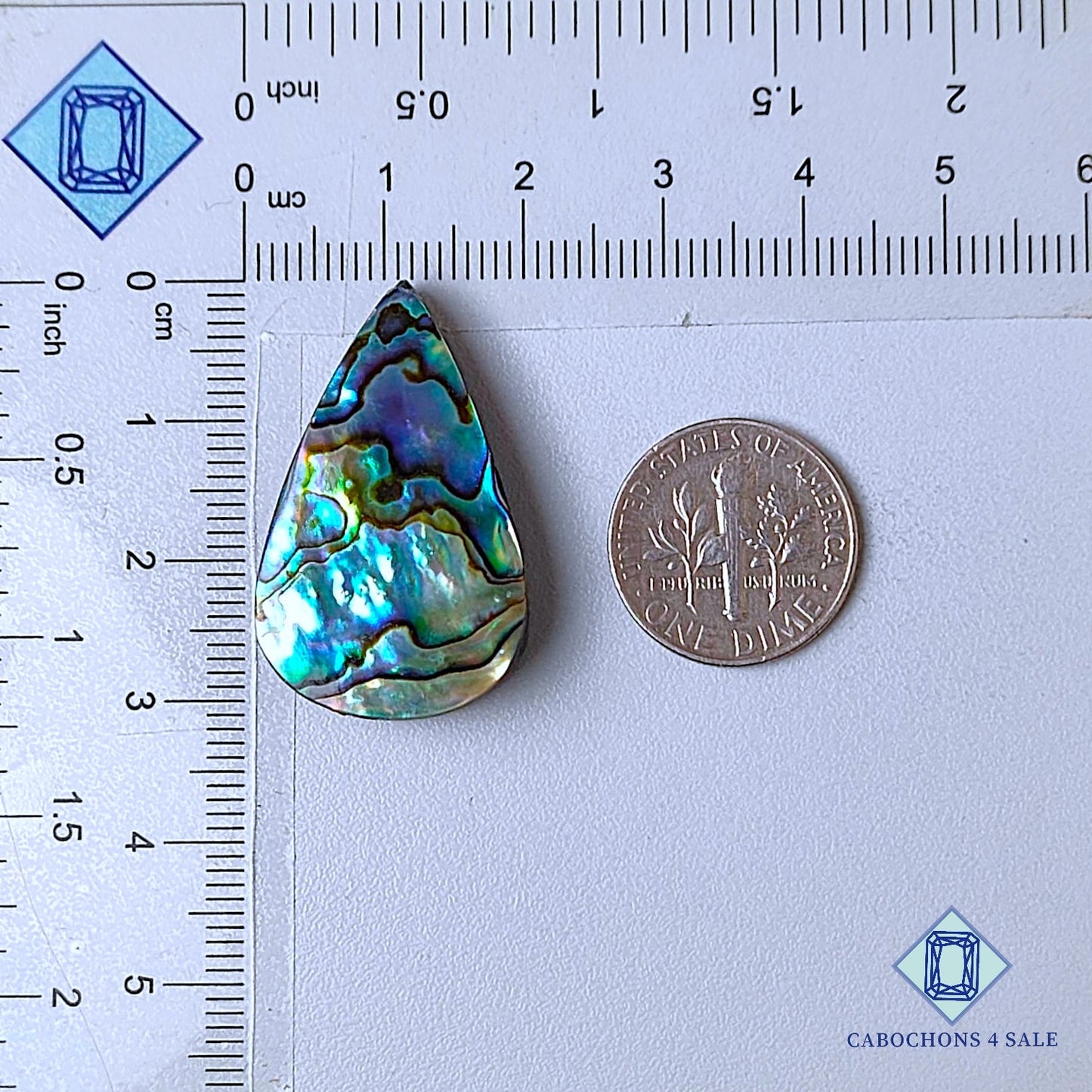 Natural Abalone shell Gemstone Pear Cabochons 31*19*6mm from New Zealand  available for sale