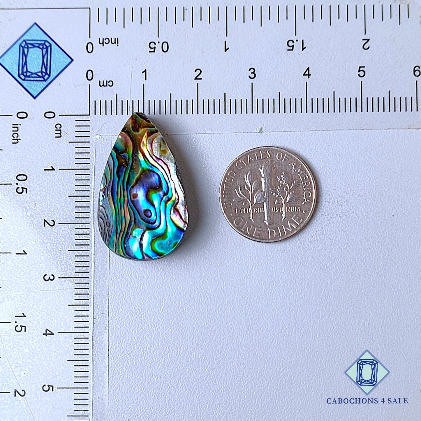 Natural Abalone shell Gemstone Pear Cabochons 26*16*6mm from New Zealand  available for sale