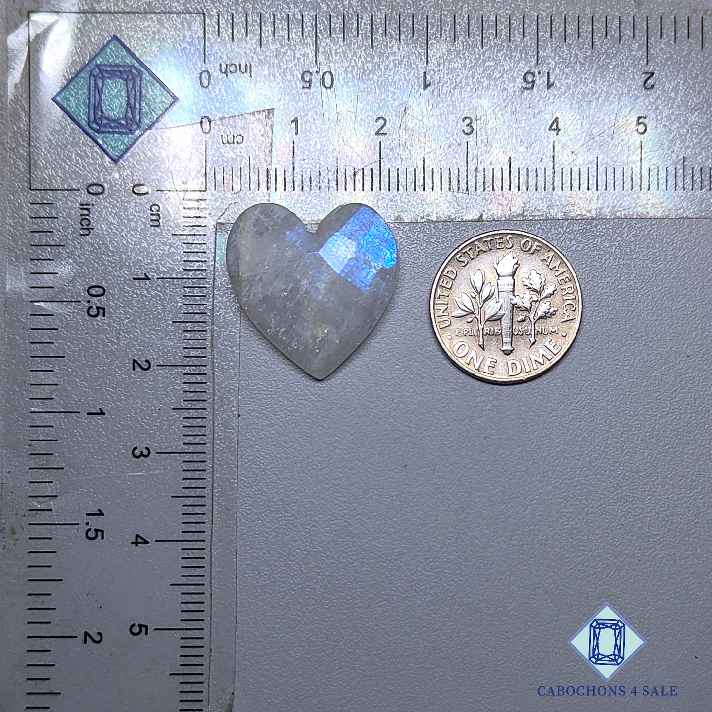 African Moonstone Heart Checker Cut
