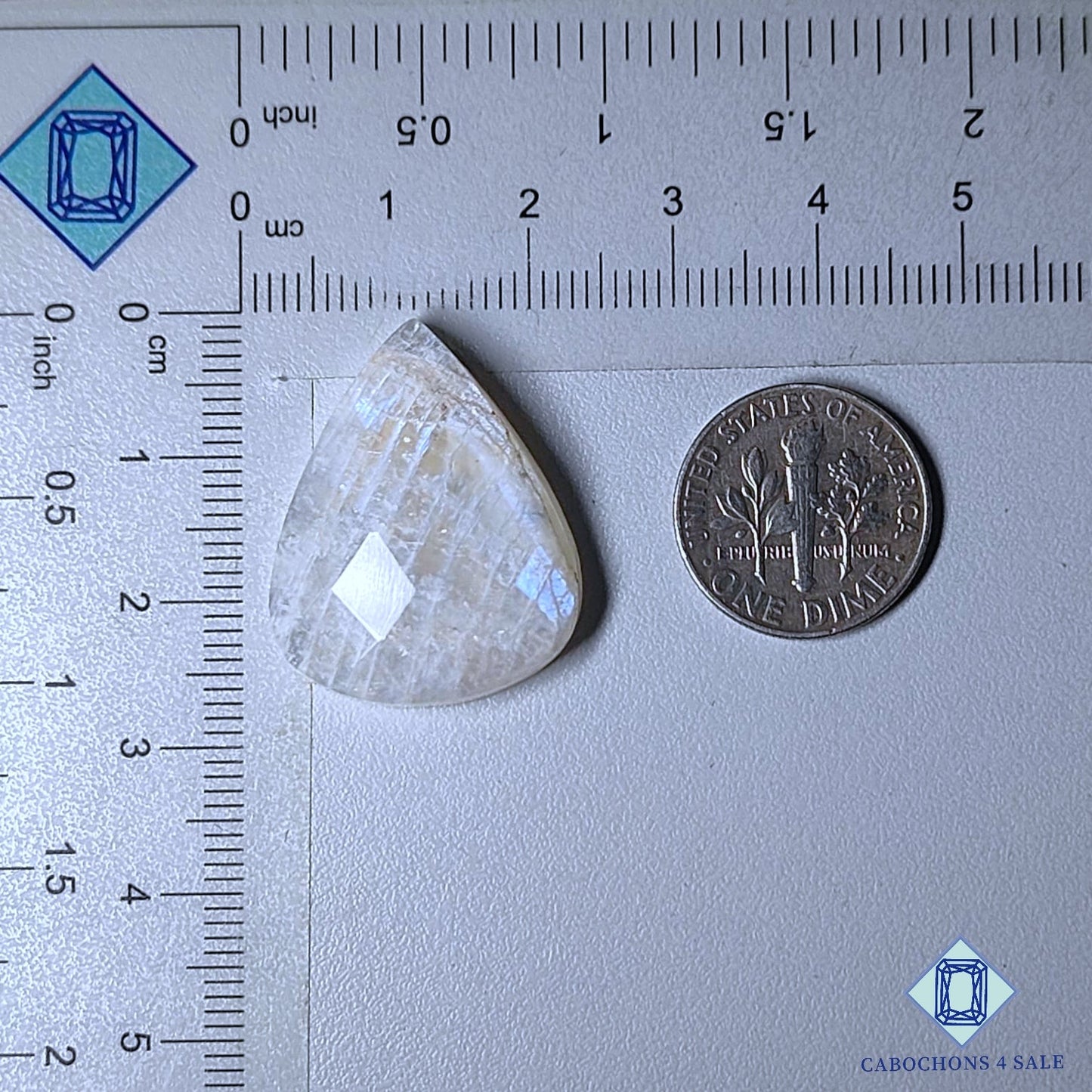 Natural African Moonstone Gemstone Pear Checker Cut 26*21*7mm from Madagascar available for sale