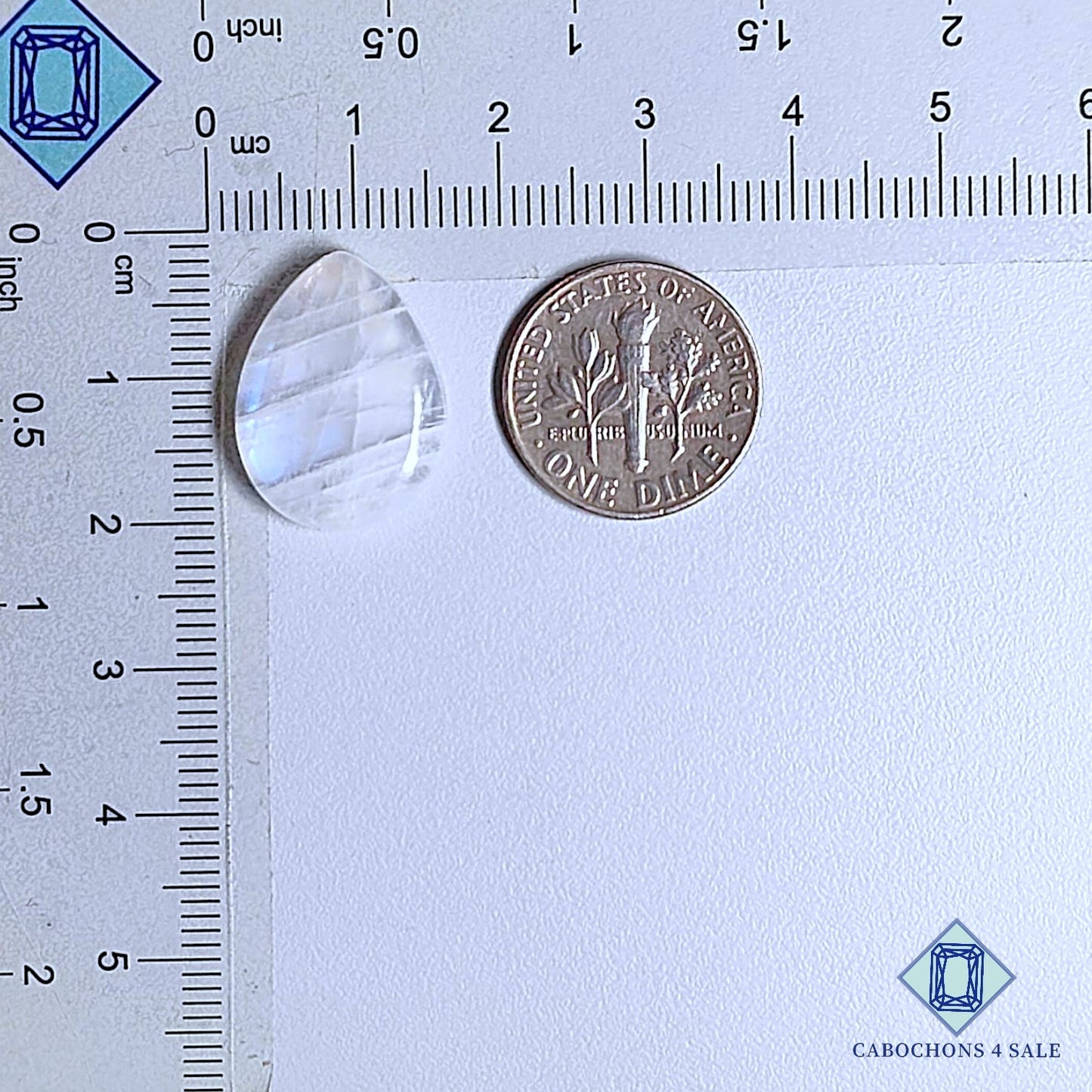 Cabujones de piedra lunar africana natural en forma de pera, 19 x 14 x 4 mm, de África, disponibles para la venta.