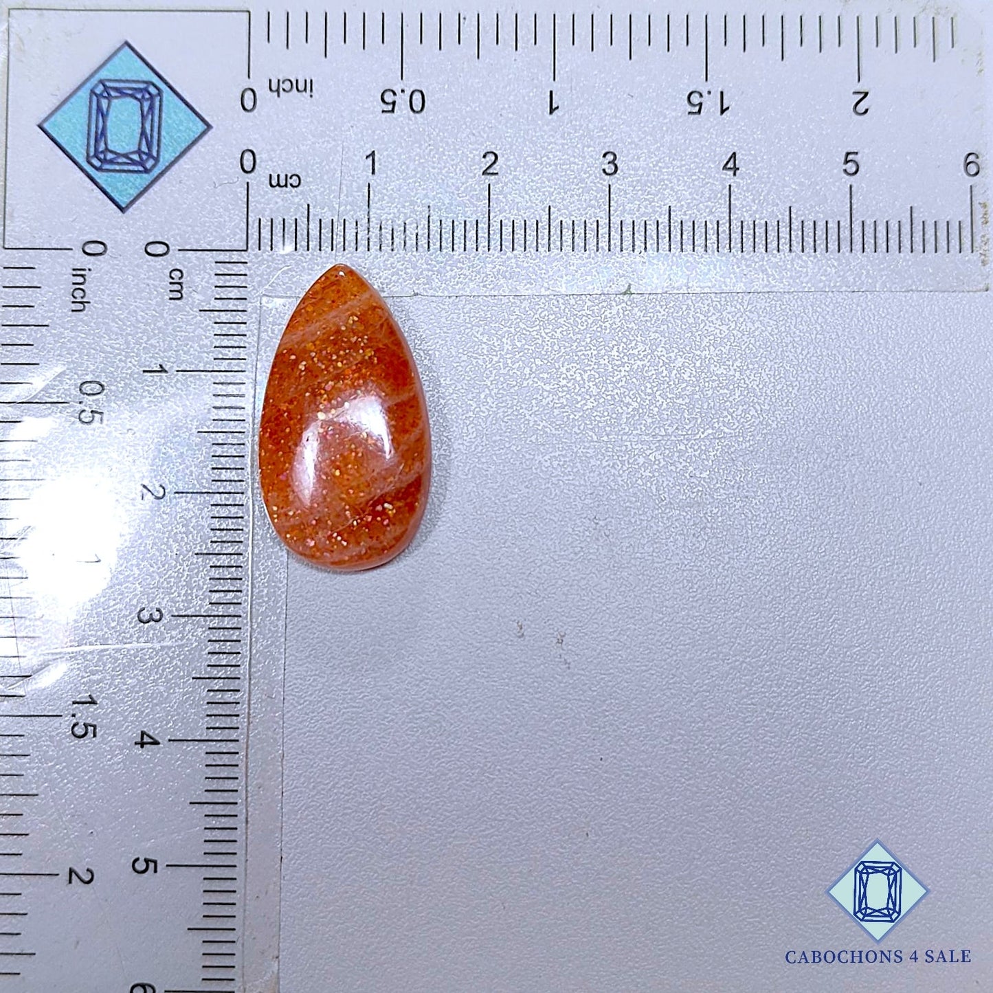 Cabujones de piedra solar africana natural en forma de pera, 25 x 14 x 6 mm, disponibles para la venta.