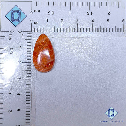 Cabujones de piedra solar africana natural en forma de pera, 25 x 14 x 6 mm, disponibles para la venta.