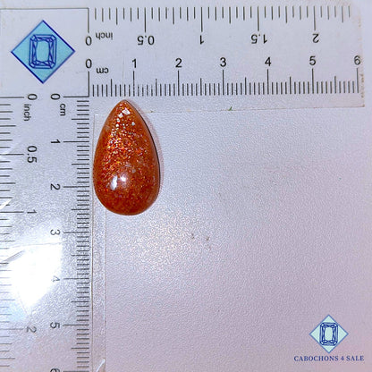 Cabujones de piedra solar africana natural en forma de pera, 25 x 24 x 5 mm, disponibles para la venta.