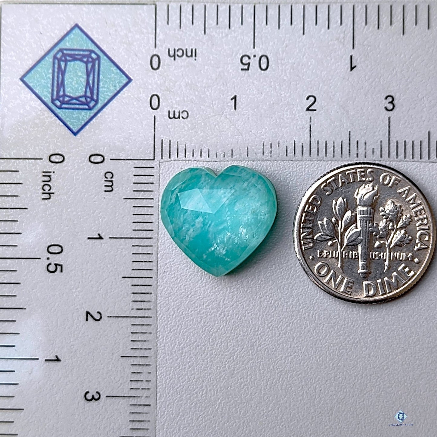 Amazonite + Crystal Quartz Doublets Heart Rose Cut