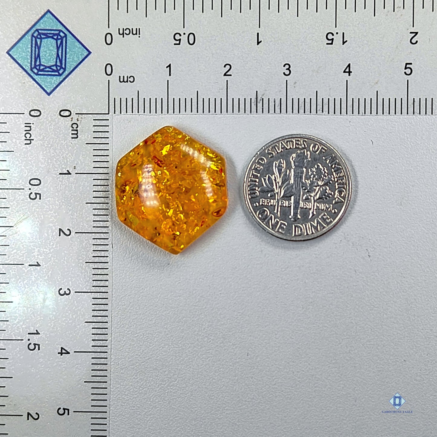 Amber Hexagon Cabochons