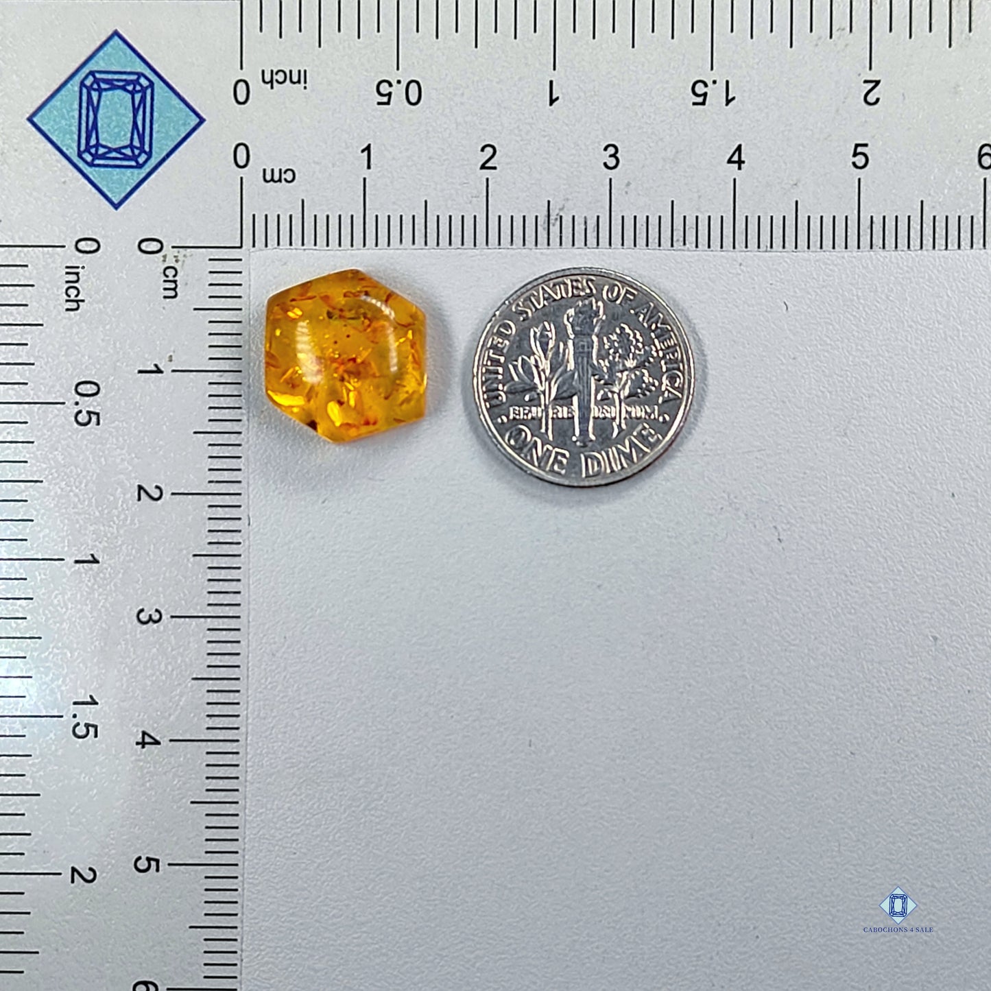 Amber Hexagon Cabochons