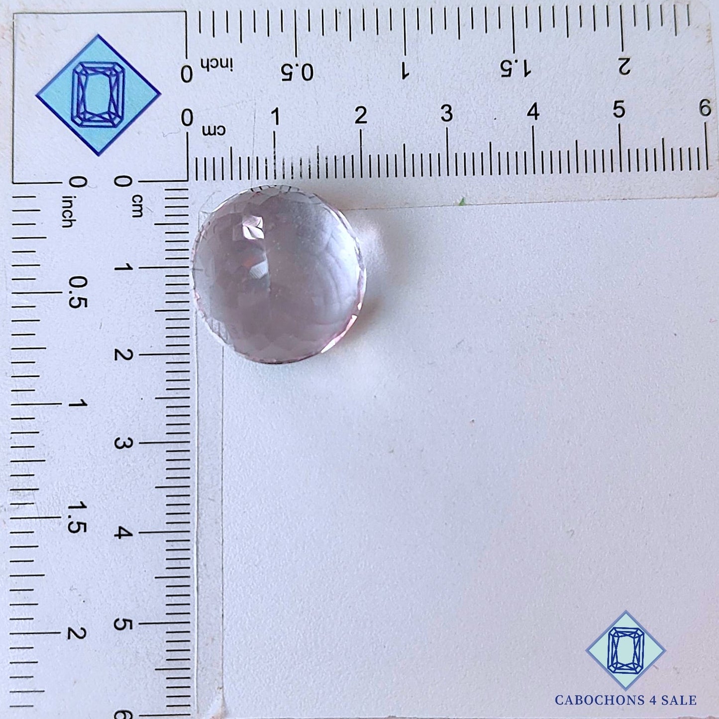 Piedra preciosa de amatista natural de corte redondo facetado de 20 x 14 mm procedente de Brasil, disponible para la venta.