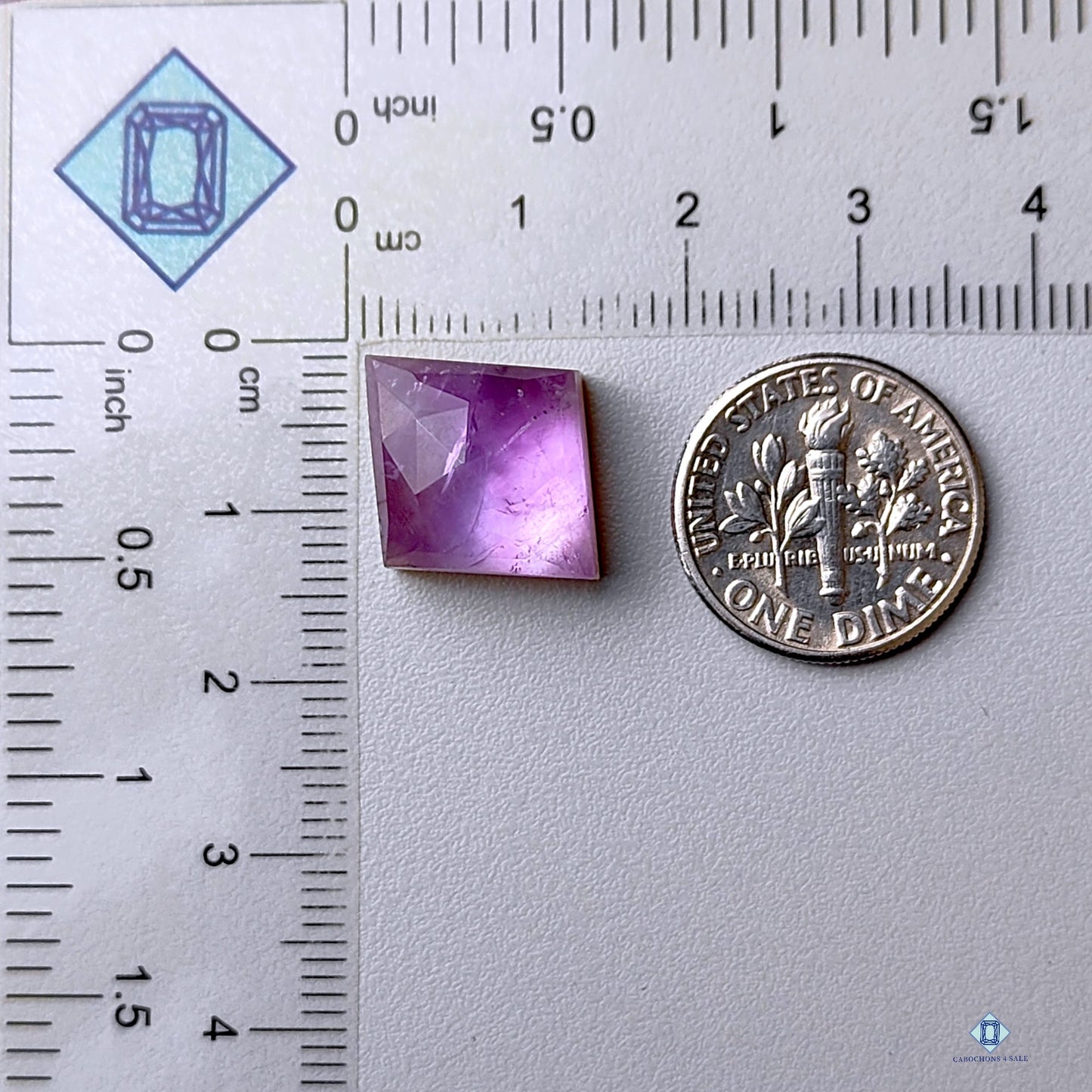 Amethyst + Crystal Quartz Rhombus Rose Cut