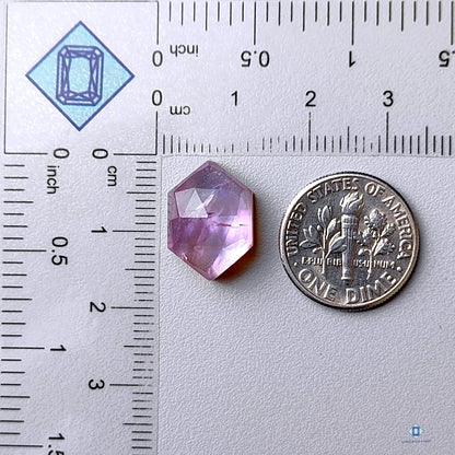 Amethyst + Crystal Quartz Hexagon Rose Cut