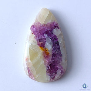 Amethyst With Quartz Pear Cabochons 43x25x6mm