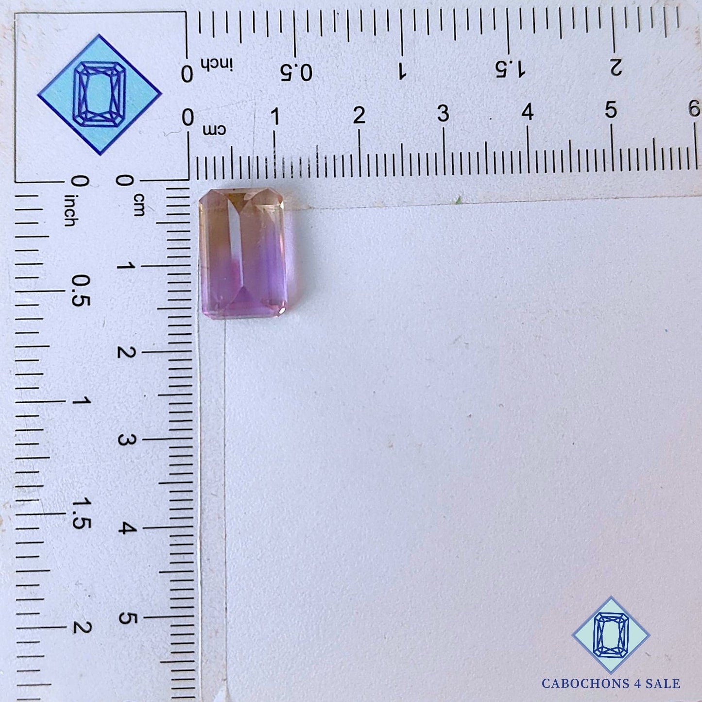 Piedra preciosa de ametrino natural de corte facetado elegante de 15 x 9 x 6 mm de Bolivia disponible para la venta