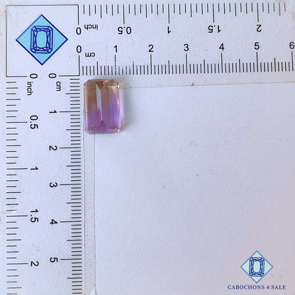 Piedra preciosa de ametrino natural de corte facetado elegante de 15 x 9 x 6 mm de Bolivia disponible para la venta