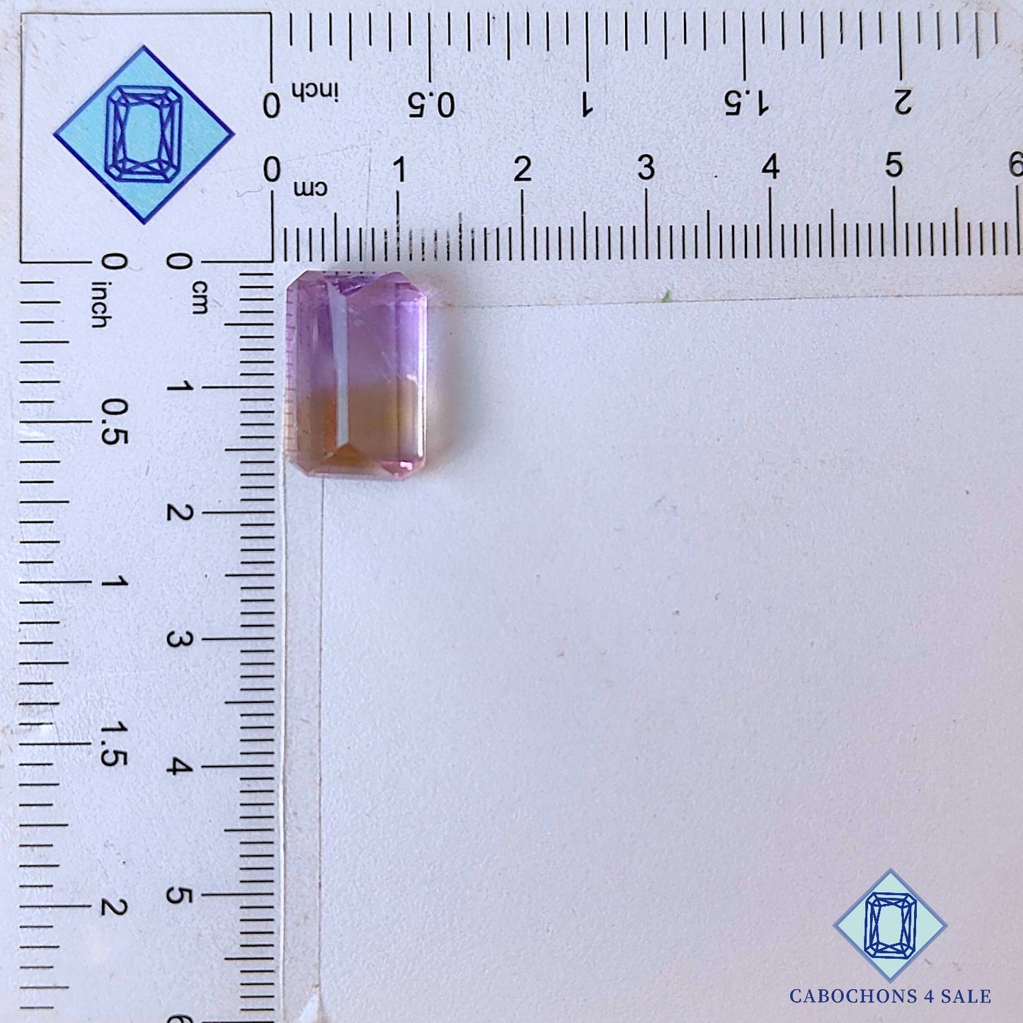 Piedra preciosa de ametrino natural de corte facetado elegante de 16 x 11 x 8 mm de Bolivia disponible para la venta