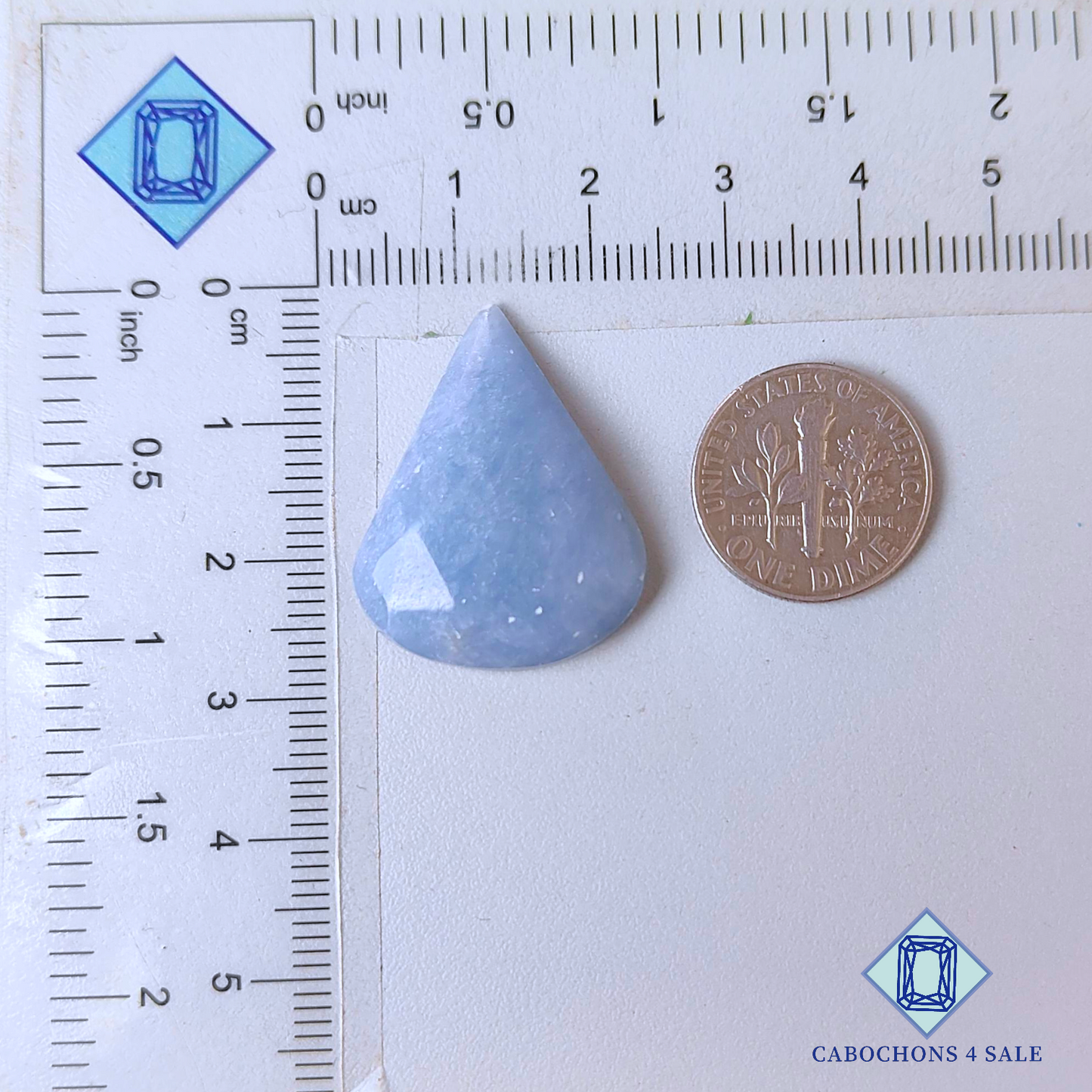 Angelite Pear Rose Cut 26*21*5mm