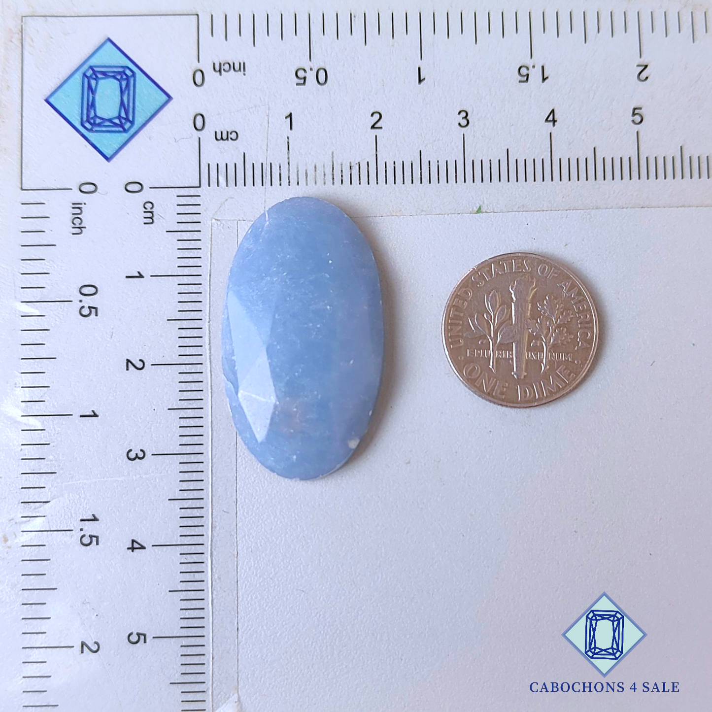 Angelite Oval Rose Cut 32*18*6mm