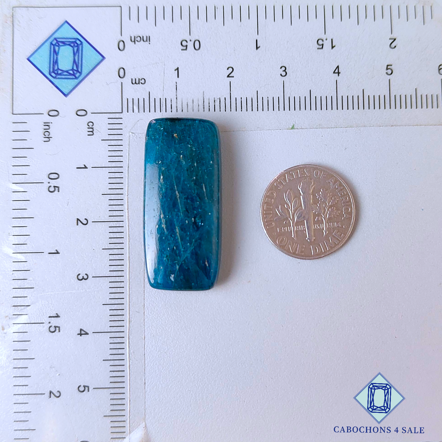 Cabujones rectangulares de apatita de 31 x 14 x 6 mm