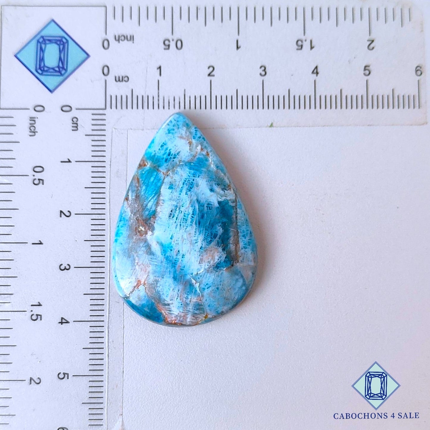 Natural Apatite Gemstone  Pear Cabochons 40*27*6mm from Brazil available for sale