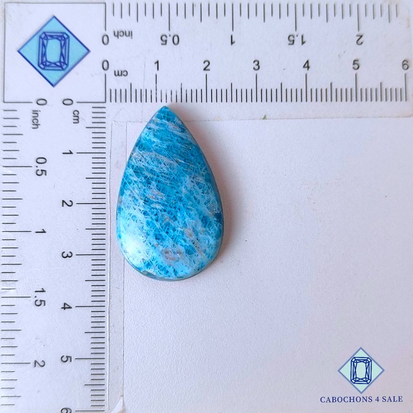 Natural Apatite Gemstone  Pear Cabochons 34*21*6mm from Brazil available for sale