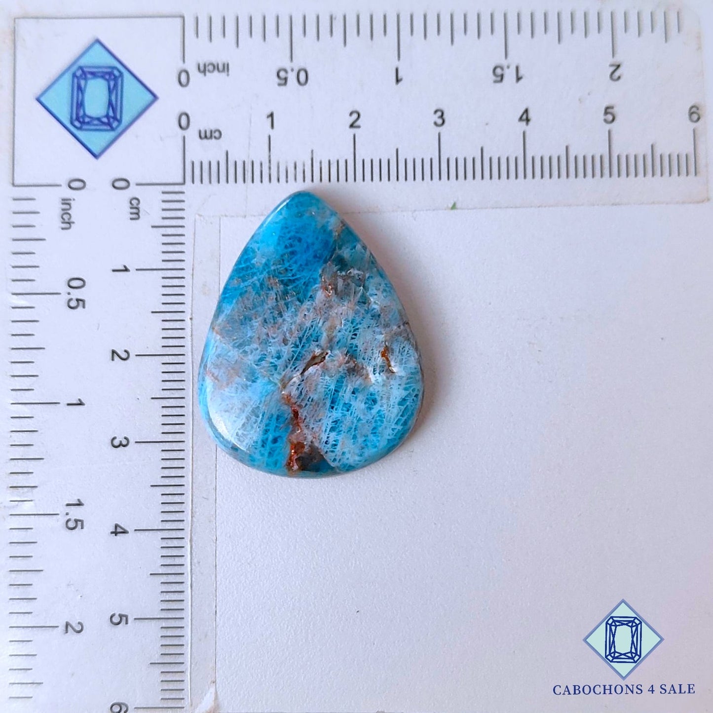 Natural Apatite Gemstone  Pear Cabochons 33*26*6mm from Brazil available for sale