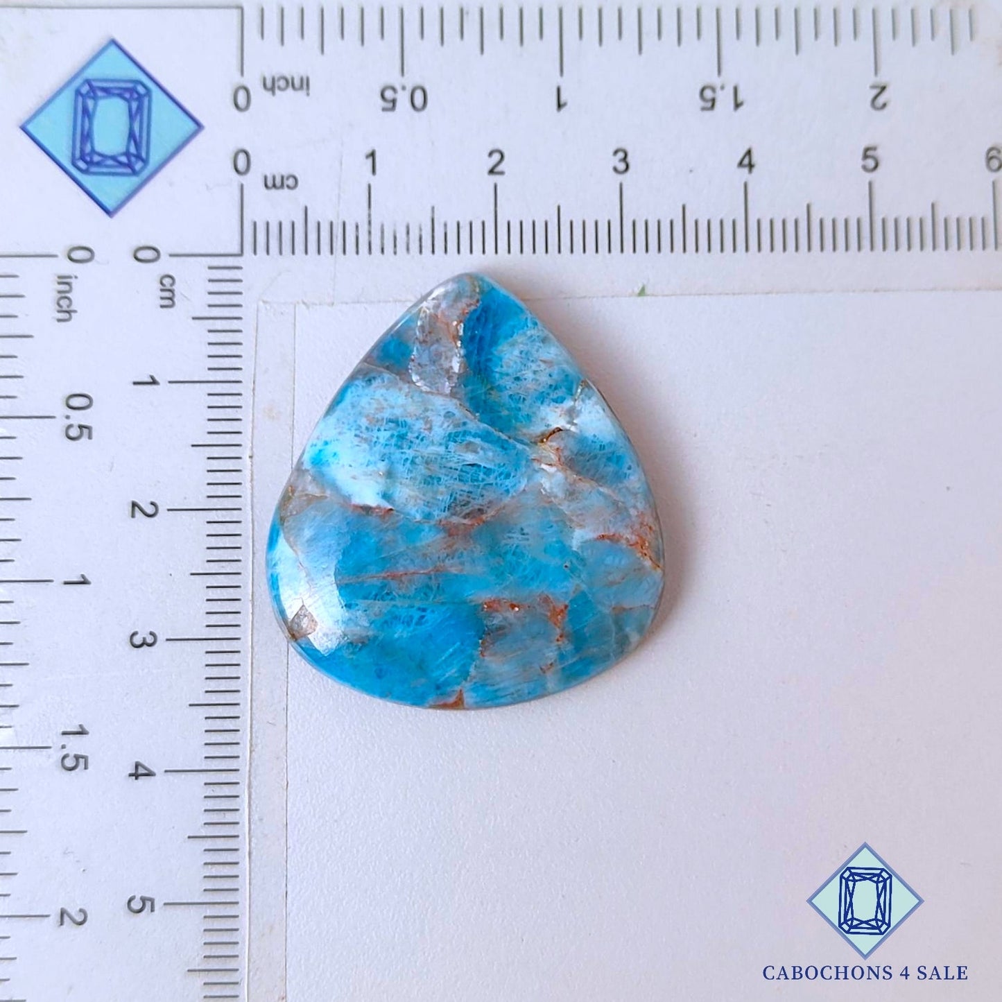 Natural Apatite Gemstone  Pear Cabochons 34*30*6mm from Brazil available for sale