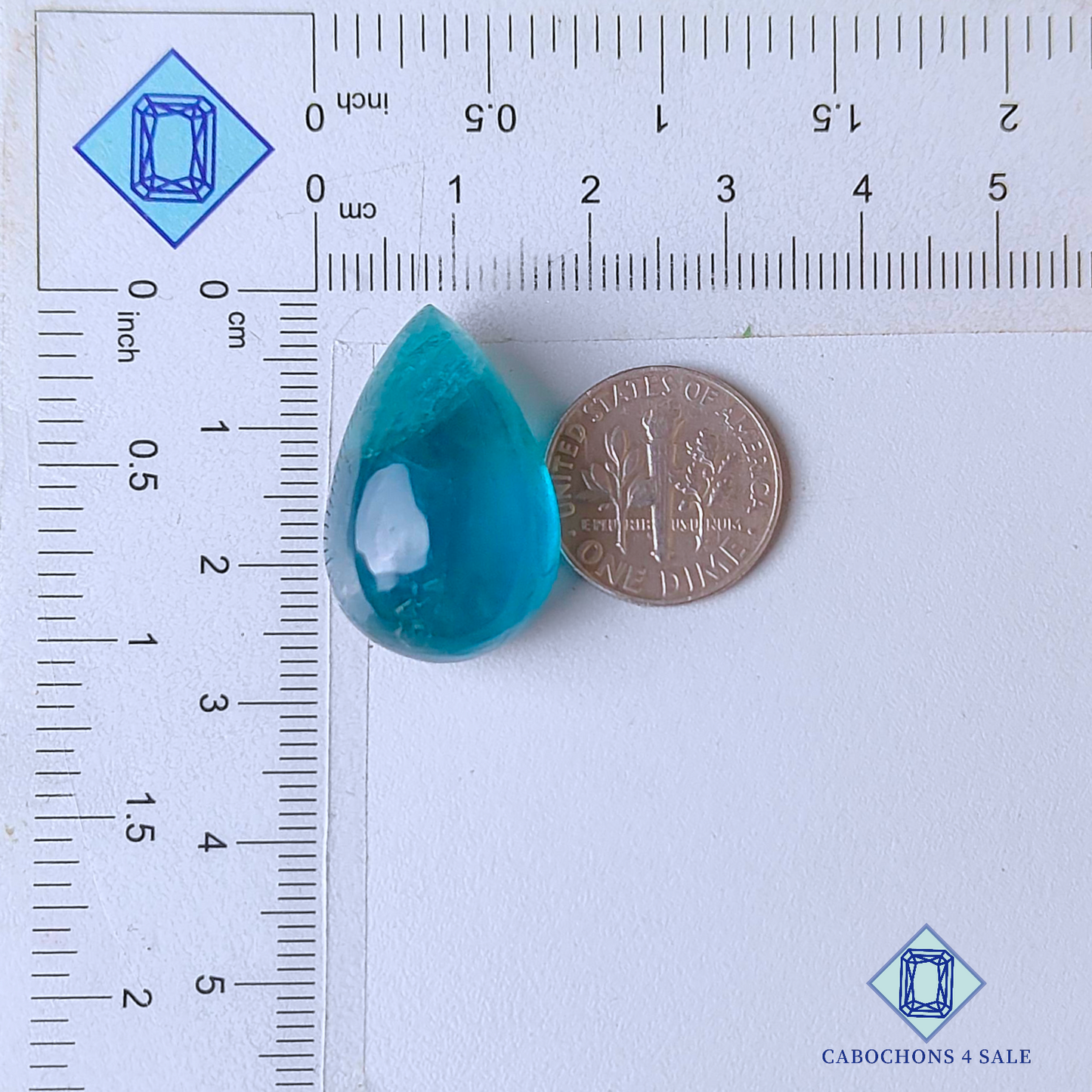 Aqua Fluorite Pear Cabochons