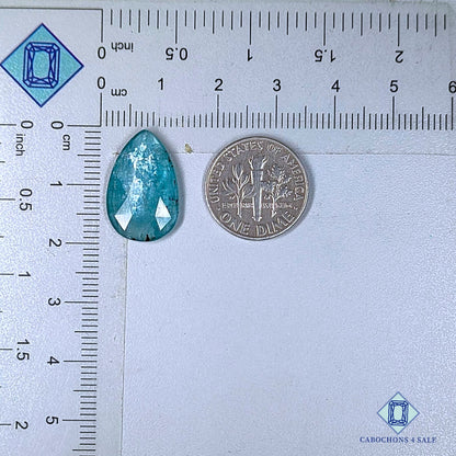 Piedra preciosa de cianita aqua natural de corte rosa pera de 19 x 12 x 3 mm, procedente de Brasil, disponible para la venta.