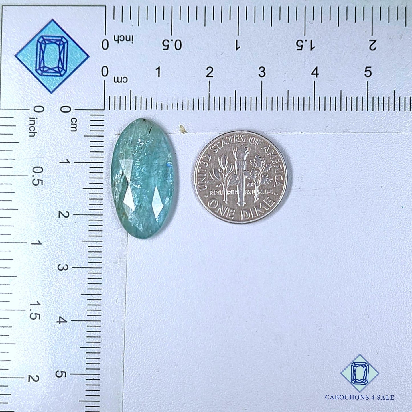 Natural Aqua Kyanite Gemstone  Oval Rose Cut 23*12*4mm from Brazil available for sale