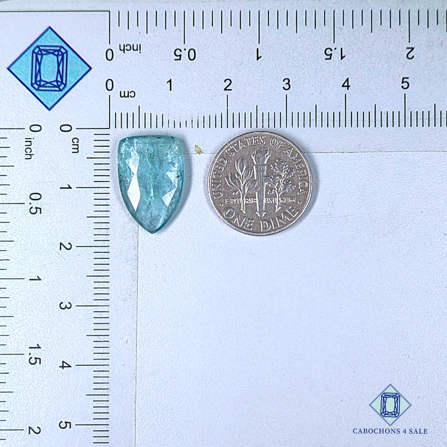 Natural Aqua Kyanite Gemstone  Pear Rose Cut 16*11*3mm from Brazil available for sale