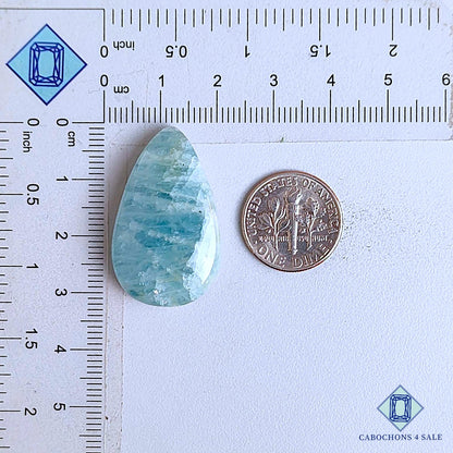 Natural Aquamarine Gemstone  Pear Cabochons 31*19*7mm From Brazil available for sale