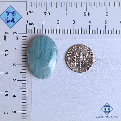 Cabujones ovalados de aguamarina natural de 27 x 19 x 7 mm, de Brasil, disponibles para la venta.