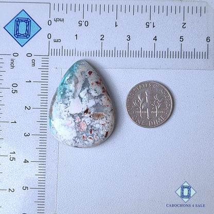 Cabujones de pera de aquaprasa natural de 33 x 25 x 6 mm, procedentes de Sudáfrica, disponibles para la venta.