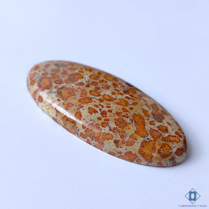 Cabochons4sale oval asteroid jasper cabochon with brown spotted pattern, polished opaque gemstone 46x25x6mm