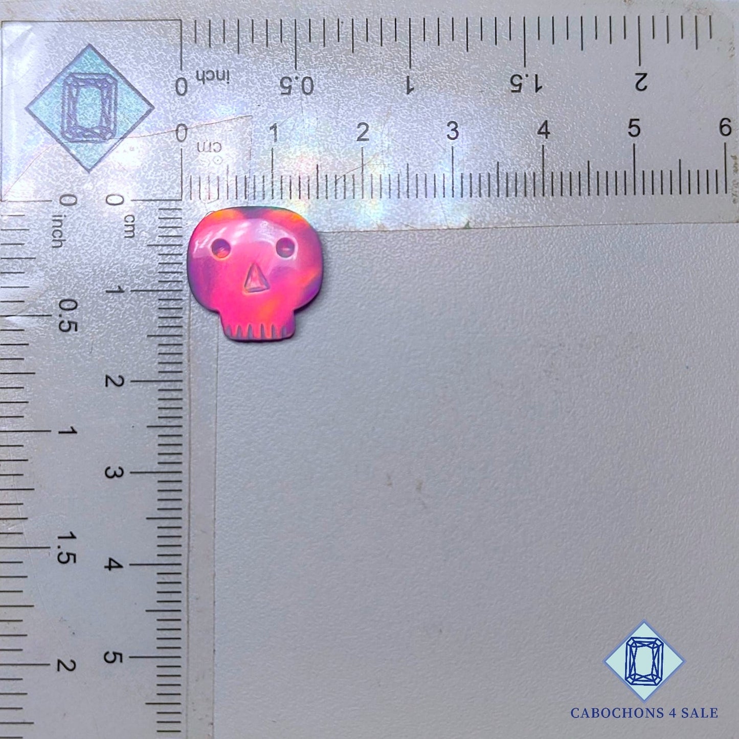 Piedra preciosa de ópalo aurora natural tallada para Halloween, 14 x 14 x 2 mm, procedente de Australia, disponible para la venta.