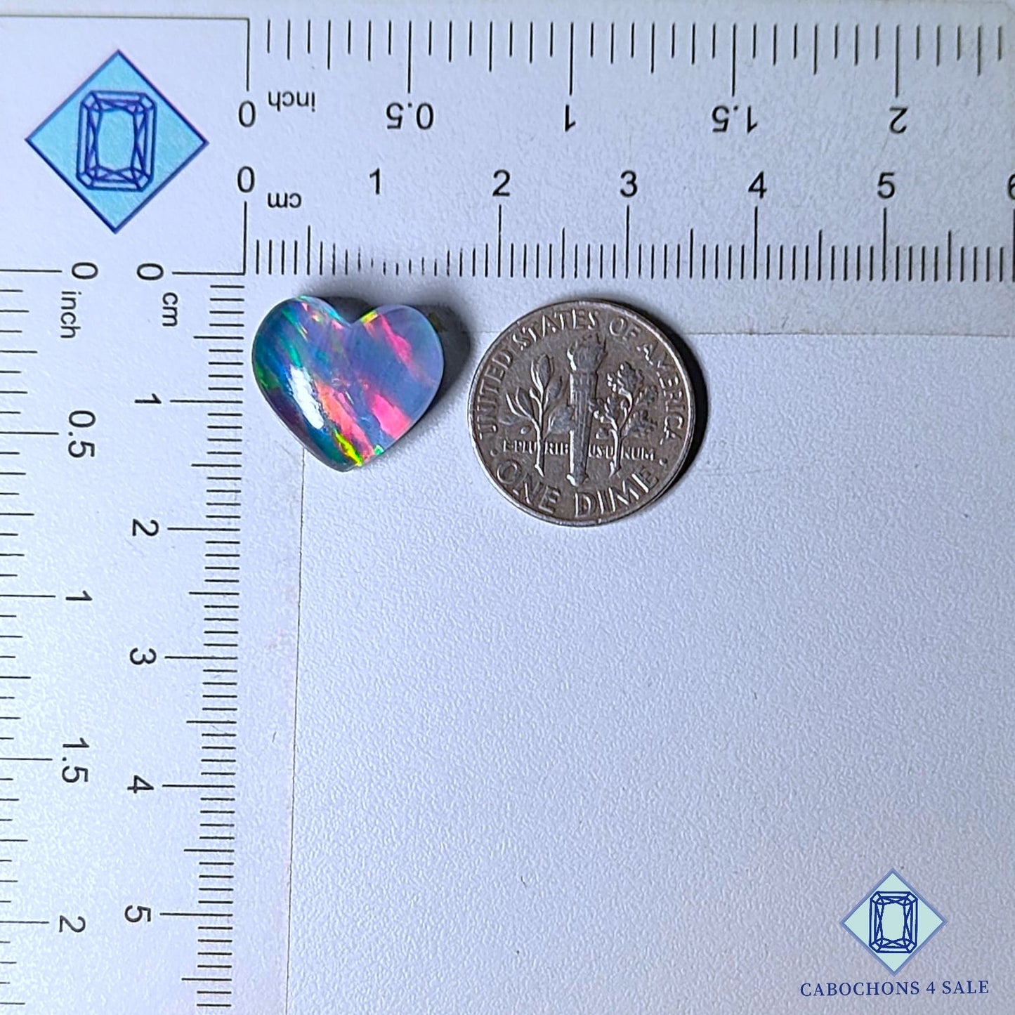 Aurora Opal + Crystal Quartz Doublet Gemstone Heart Doublets 13*14*6mm available for sale