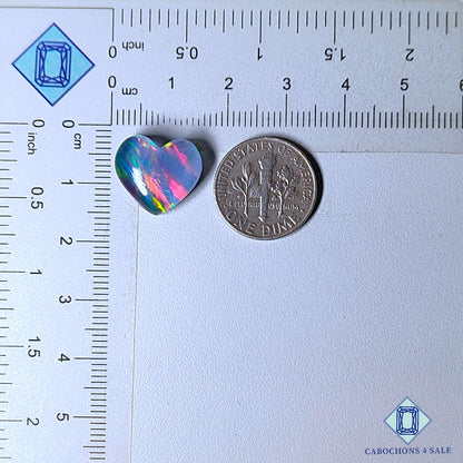 Aurora Opal + Crystal Quartz Doublet Gemstone Heart Doublets 13*14*6mm available for sale