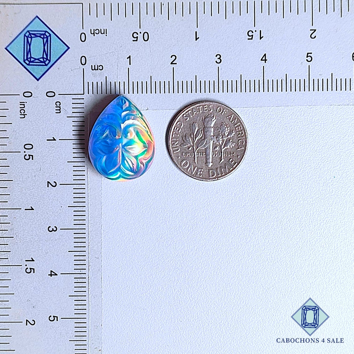 Tallas de piedra preciosa doble de ópalo Aurora y cuarzo cristal en forma de pera de 19 x 15 x 8 mm disponibles para la venta