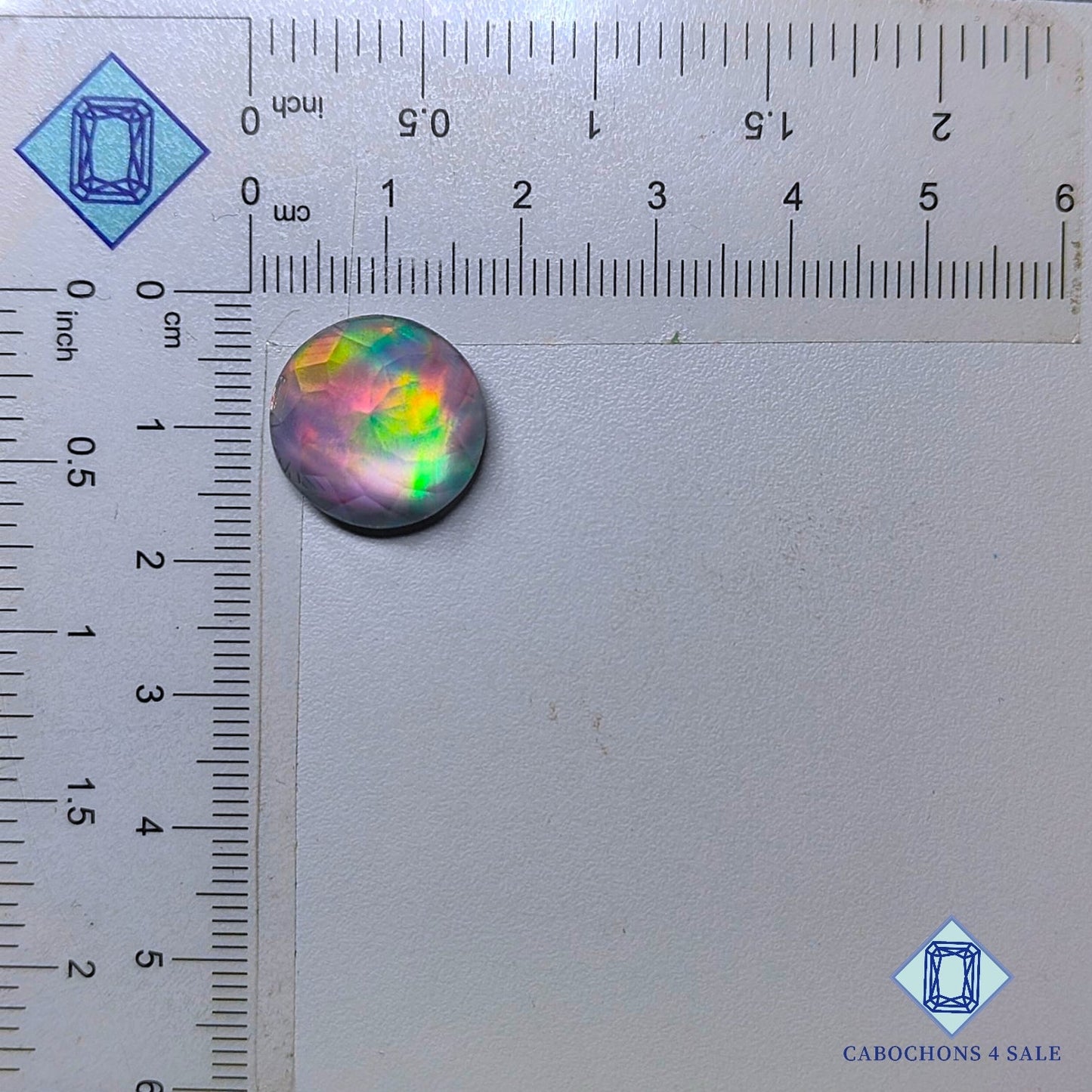 Aurora Opal + Crystal Quartz Doublet Gemstone  Round Doublets 15*9mm available for sale