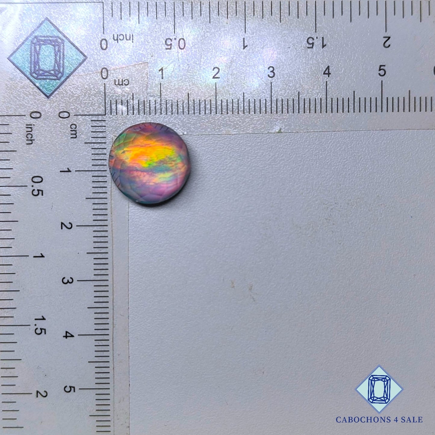 Aurora Opal + Crystal Quartz Doublet Gemstone  Round Doublets 14*9mm available for sale