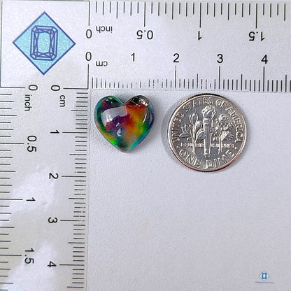 Aurora Opal + Crystal Quartz Doublets Heart Carvings